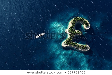 Stockfoto: Tropical Island In The Form Of The British Pound Symbol