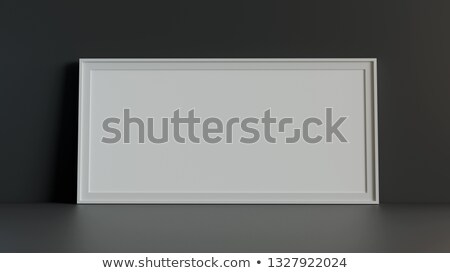 Foto stock: Blank Picture Frame On The Black Podium 3d Rendering