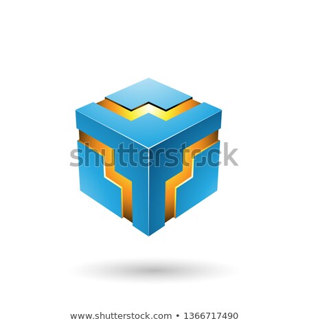 Zdjęcia stock: Blue Bold Zigzag Cube Vector Illustration