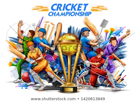 Foto stock: Batsman Playing Game Of Cricket Championship Sports 2019