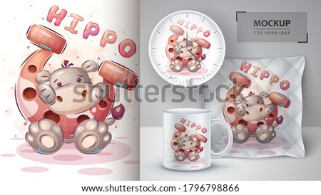 Cute Teddy Hippo Poster And Merchandising ストックフォト © rwgusev