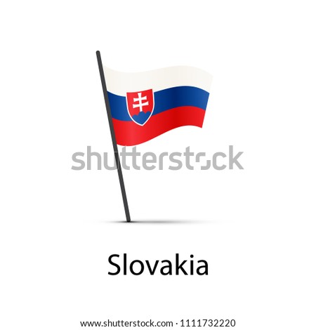 Foto stock: Slovakia Flag On Pole Infographic Element On White