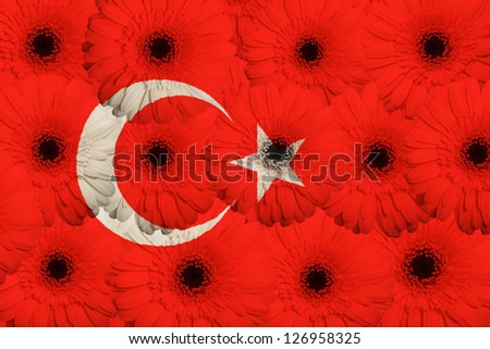 Stylized National Flag Of Turkey With Gerbera Flowers [[stock_photo]] © vepar5