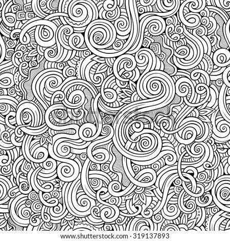 Vector Doodle Pattern Of Spirals Swirls And Flowers Stok fotoğraf © balabolka