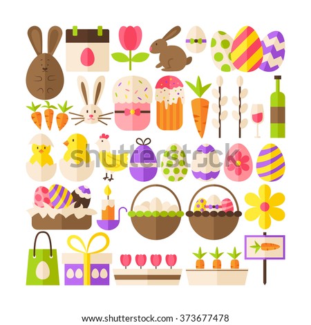 Easter Flat Elements Vector Illustration Stok fotoğraf © Anna_leni