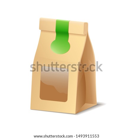 Paper Packaging Shopper Eco Bag For Food Cosmetics Or Other Purchase Vector Icon Zdjęcia stock © MarySan