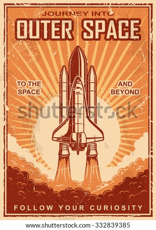 Сток-фото: Rocket Ship Launch Space Travel Theme Vector