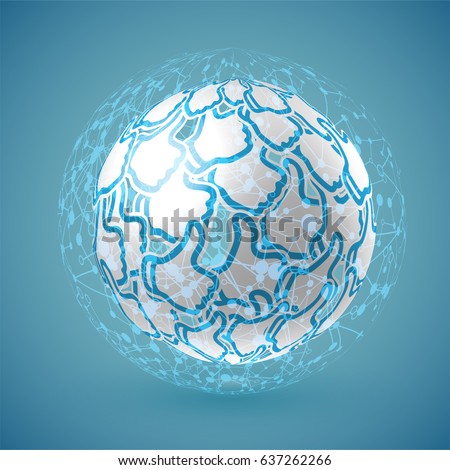 Stock photo: Blue Realistic Shaded Thumbs Up Globe With Connections Vector