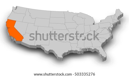 Map Of The United States California Highlighted Stok fotoğraf © Schwabenblitz