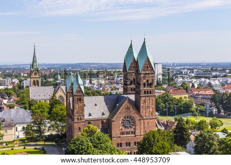 Stok fotoğraf: View To Bad Homburg With Skyline And View To Church Of Redeemer