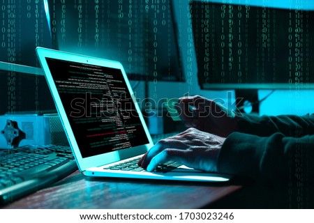 Stock fotó: Cyber Criminal Hacking Bank Card