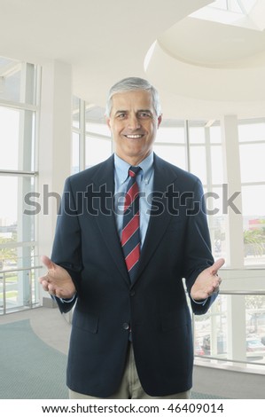Stock photo: Businessman In Blue Blazer Hands Extended