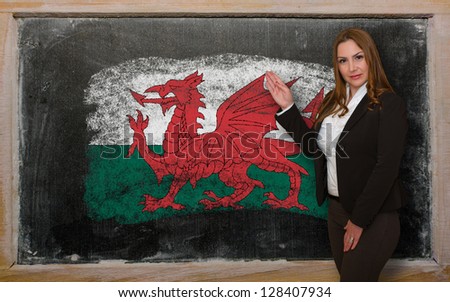Teacher Showing Flag Ofwales On Blackboard For Presentation Mark [[stock_photo]] © vepar5