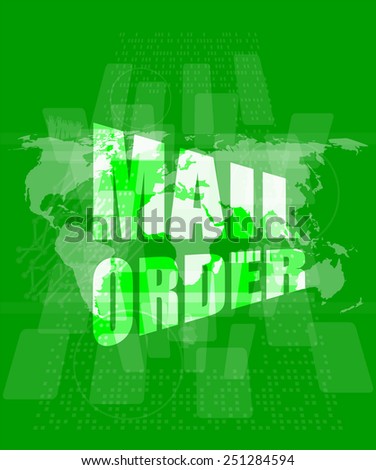 Mail Order Words On Digital Screen Background With World Map Stockfoto © fotoscool