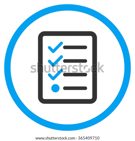 Foto stock: Checklist Flat Blue And Gray Colors Rounded Glyph Icon