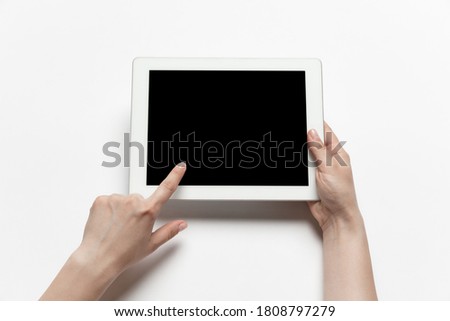 Stock photo: Hand Using Tablet With Online Concept