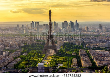 Foto stock: Eiffel Tour And Paris Cityscape