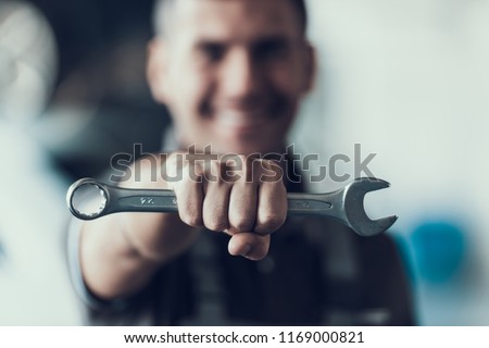 ストックフォト: Mechanic Holding Wrench