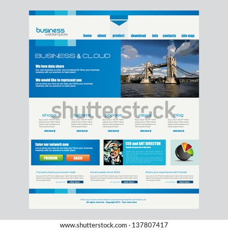Foto d'archivio: Website Template For Corporate Business And Cloud Purposes