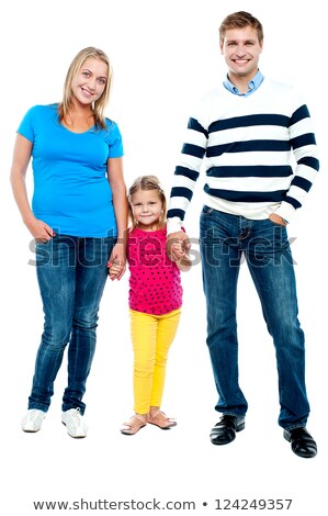 Girl Posing With Her Father On An Isolated White Background Foto stock © stockyimages