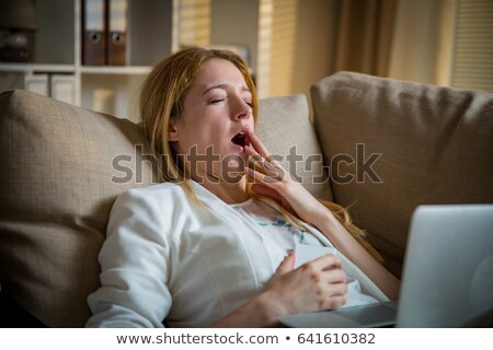 Stock fotó: Woman Falling On Couch