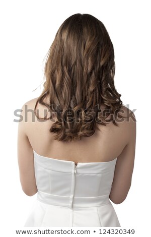 Stock fotó: Romantic Beauty With Curly Hair Wearing White Dress