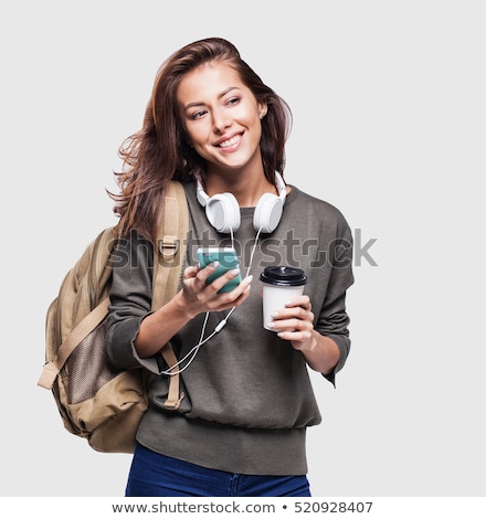 Stok fotoğraf: Beautiful Girl With Headphones Isolated On A White Background