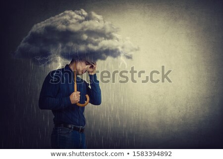 Foto d'archivio: Man With Thunderstorm Lightning Head