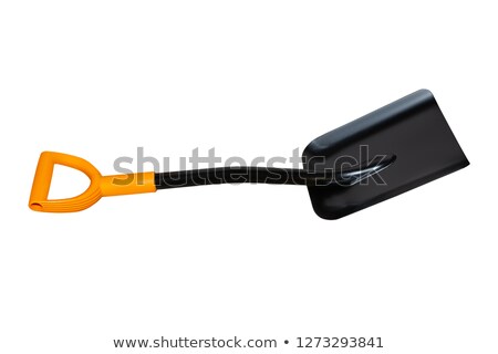 Stockfoto: Gardening Tools Black Iron Rake And Scoop With Plastic Handle