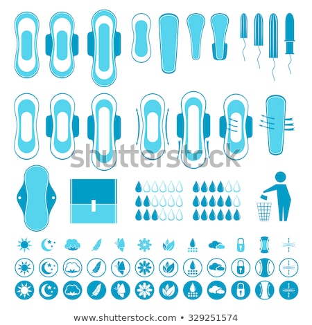 Stockfoto: Feminine Hygiene Products - Sanitary Pad Pantyliner Tampon Icons