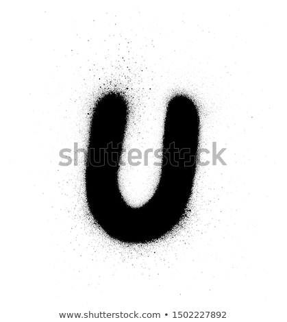 Stok fotoğraf: Sprayed U Font Graffiti With Leak In Black Over White