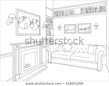 [[stock_photo]]: Fireplace In The Corner Of The Room Vector Illustration In A Sketch Style