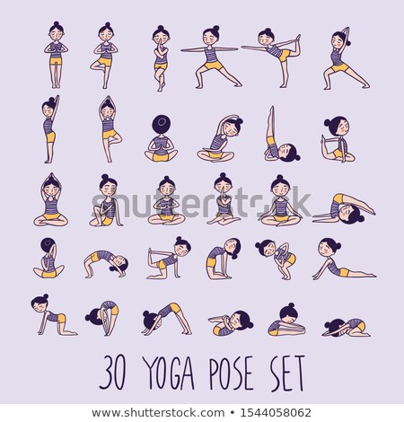 Stockfoto: Vector Illustration Of Cute Girl In Yoga Pose