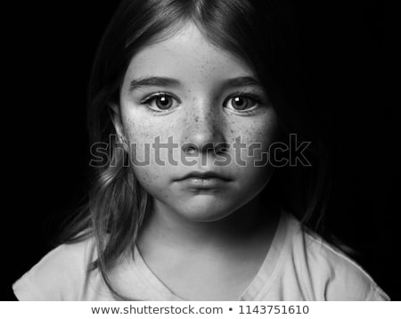 Foto stock: Young Teenage Girl Closeup Black And White Portrait