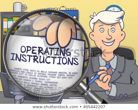 Stockfoto: Operating Instructions Through Magnifying Glass Doodle Design