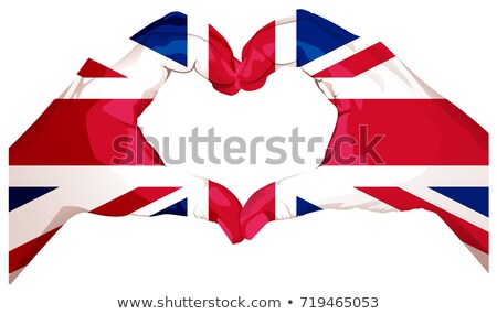 Imagine de stoc: Two Palms Make Heart Shape British Flag