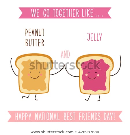 Zdjęcia stock: Cartoon Toast Bread Slice With Peanut Butter