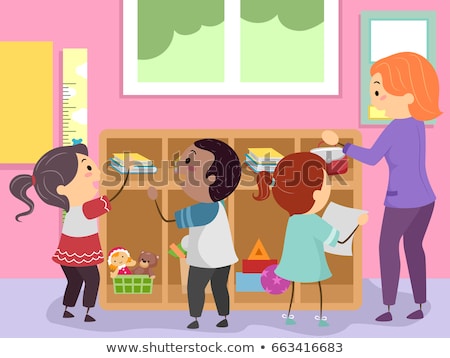 Foto stock: Stickman Kids Classroom Organize Illustration