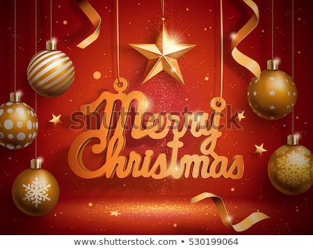 Stockfoto: Beautiful Hanging Christmas 3d Ball With Golden Glitter