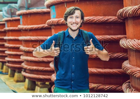 Stockfoto: Young Man Traveler Show How They Like Fish Sauce On Phu Quoc Vietnam