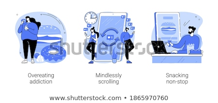 Stockfoto: Snacking Non Stop Concept Vector Illustration