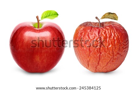 Foto stock: Rotten And Fresh Apples