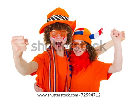 Stock photo: Two Dutch Soccer Fans