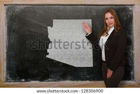 Teacher Showing Map Of Arizona On Blackboard [[stock_photo]] © vepar5