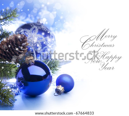 Decorating For Christmas Trees Blue Ball With Pattern Zdjęcia stock © Konstanttin