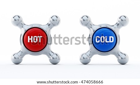 Stock photo: Metal Pipes For Hot And Cold Water