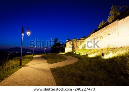 Old Fortress Cetatuia Illuminated At Night Brasov Stock foto © Pixachi