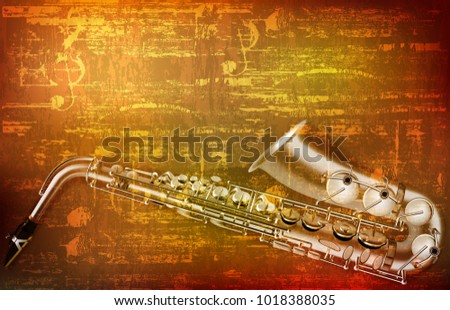 Stock fotó: Abstract Grunge Background With Saxophone And Piano