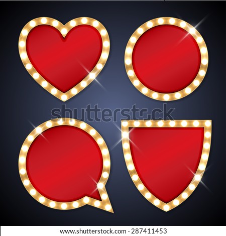 Stock photo: Shiny Golden Hearts Frame With Text Space