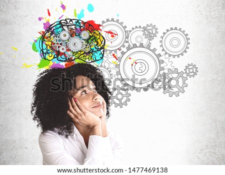 Stok fotoğraf: Girl With Brainstorming Concept